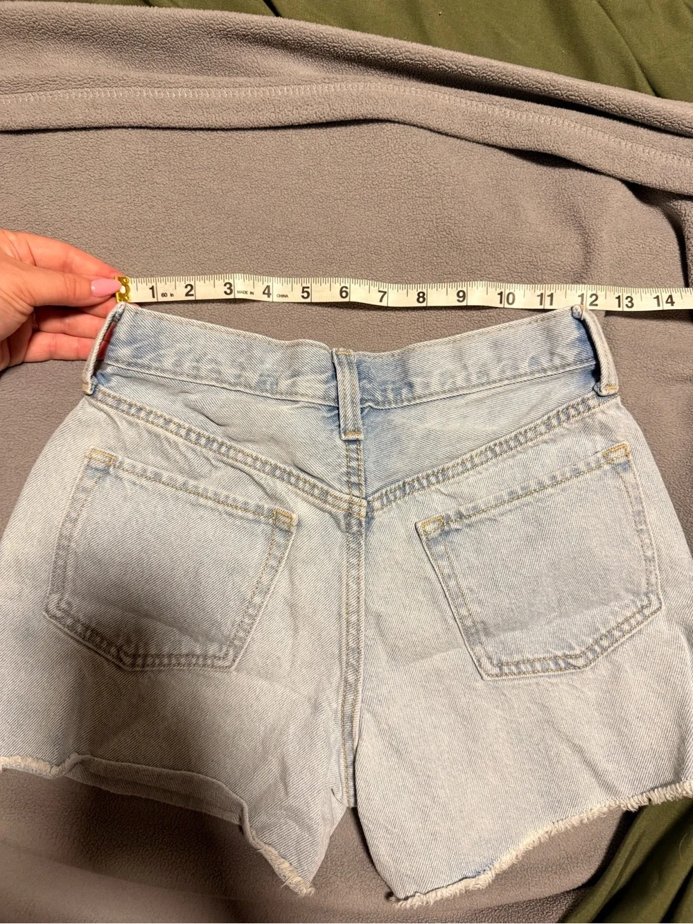 Old Navy Light Blue Denim Shorts with Red Fruit Embroidery